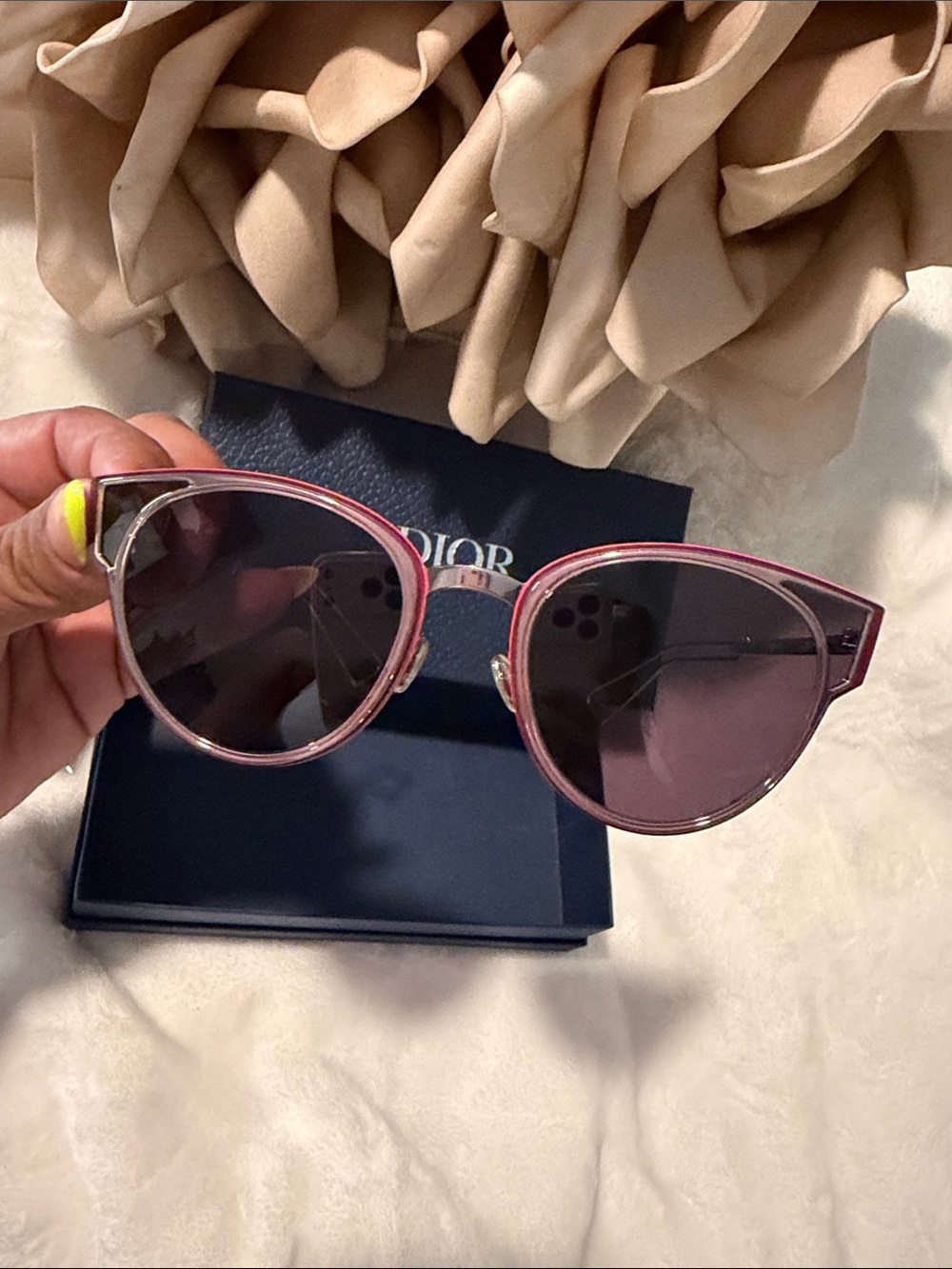 Christian Dior Sculpt Pink Cat Eye Sunglasses w/ Box, Case & Cloth - Picture 9 of 10